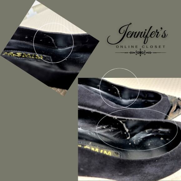 Jasmin Vintage Women's Black Suede and Snakeskin Heels Size 6B - Picture 11 of 13